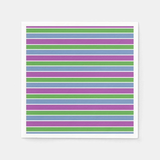Servilleta De Papel Rayas Moradas/Verdes/Azules (Anverso)