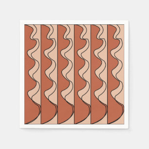 Servilleta De Papel Rayas Naranja Pastel Negro Ondas Rayas Fiesta