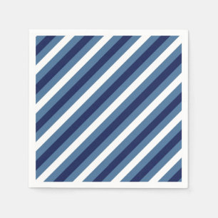 Servilleta De Papel Rayas Náuticas Azul Marino Azul Ahumado Blanco Cru