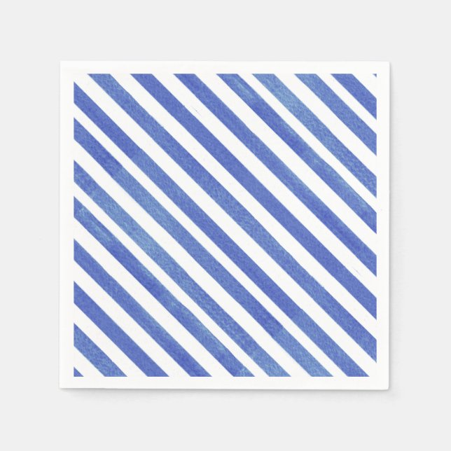 Servilleta De Papel Rayas náuticas azul y blanco (Anverso)