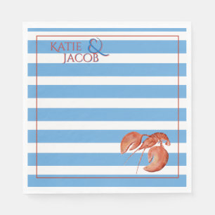 Servilleta De Papel Rayas Náuticas Azules Langostino Preppy Pastel Azu