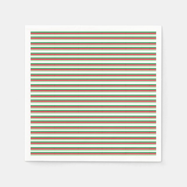 Servilleta De Papel Rayas Navideñas Rojo Verde Blanco (Anverso)