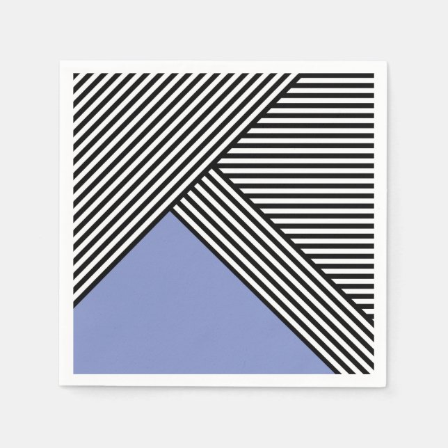 Servilleta De Papel Rayas negras y blancas con triángulo azul (Anverso)