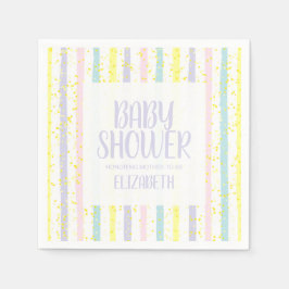 Servilleta De Papel Rayas Pastel Género Neutral Baby Shower