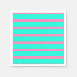Servilleta De Papel Rayas Pastel Turquesa Azul-Verde Y Rosa