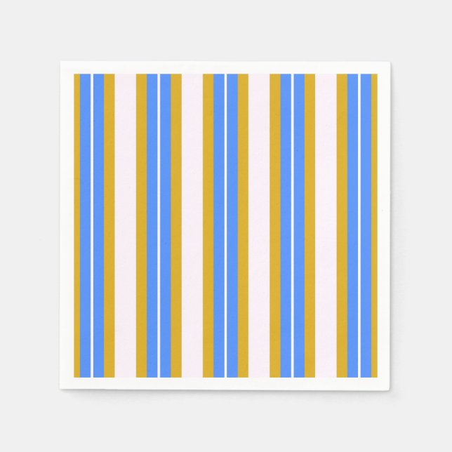 Servilleta De Papel Rayas retro - Amarillo azul (Anverso)