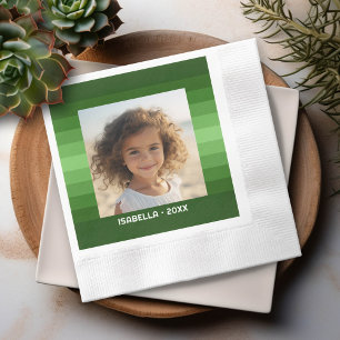 Servilleta De Papel Rayas Retro - Verde de Navidad - Foto Simple