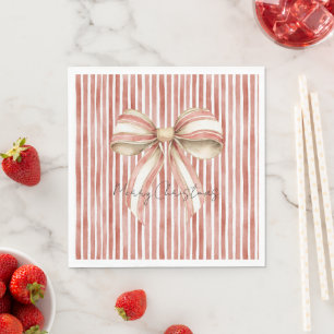 Servilleta De Papel Rayas Rojas Blancas Navidad Lazo Bonito