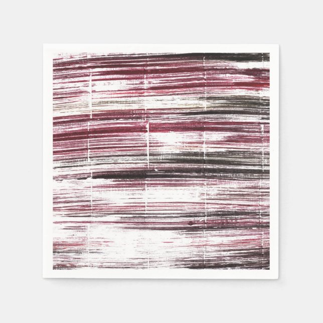 Servilleta De Papel Rayas rojas y negras oscuras (Anverso)