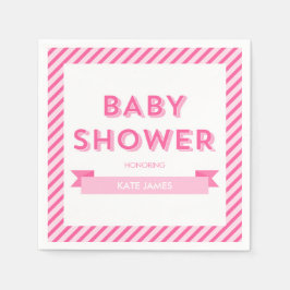 Servilleta De Papel Rayas rosadas Baby Shower moderno