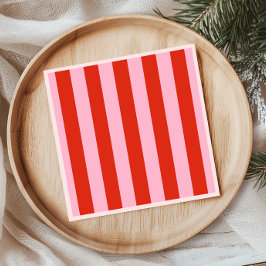 Servilleta De Papel Rayas rosadas rojas retro