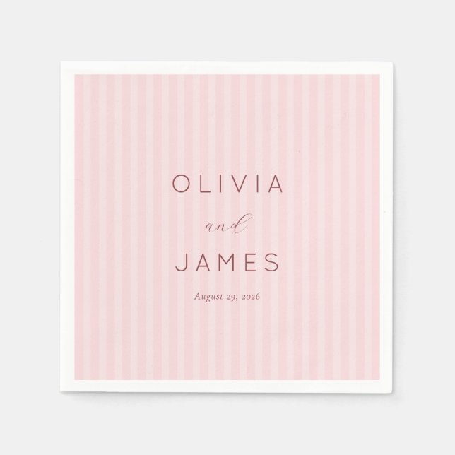 Servilleta De Papel Rayas rosadas sofisticadas (Anverso)