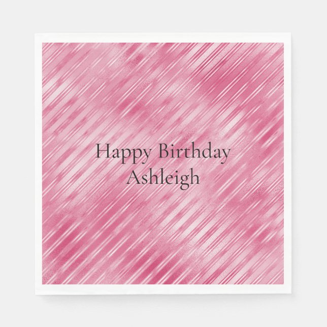 Servilleta De Papel Rayas rosas Glam (Anverso)