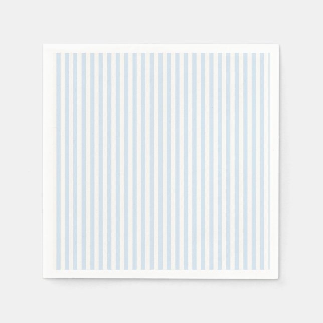 Servilleta De Papel Rayas Simples - Azul Polvo (Anverso)