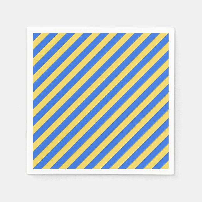 Servilleta De Papel Rayas suecas en azul y amarillo (Anverso)