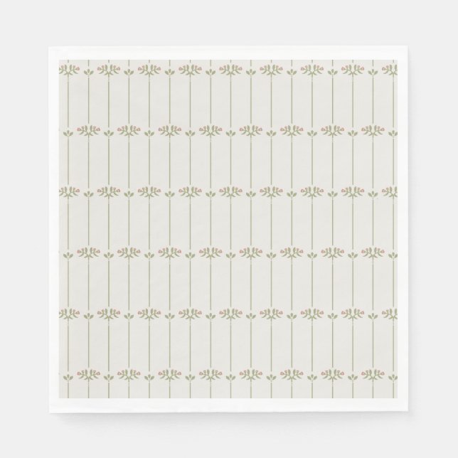 Servilleta De Papel Rayas tradicionales botánicas victorianas (Anverso)
