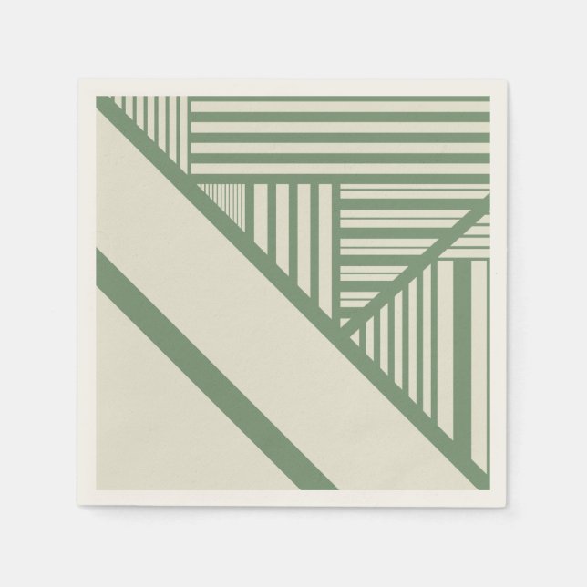 Servilleta De Papel Rayas triangulares en verde (Anverso)