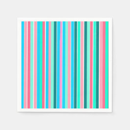 Servilleta De Papel Rayas verde azuladas y rosas