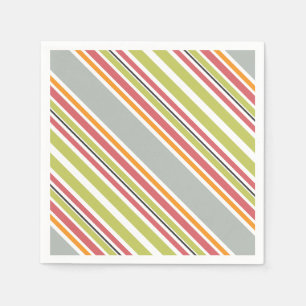 Servilleta De Papel Rayas verde gris naranja rosa