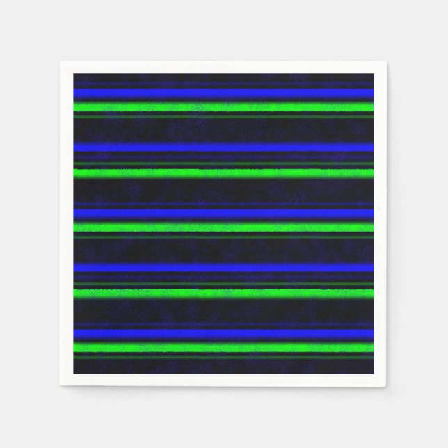 Servilleta De Papel Rayas verdes de color azul negro (Anverso)