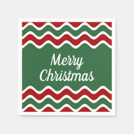 Servilleta De Papel Rayas Verdes Rojas Festivas Feliz Navidad
