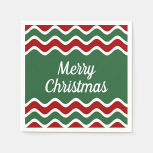Servilleta De Papel Rayas Verdes Rojas Festivas Feliz Navidad 