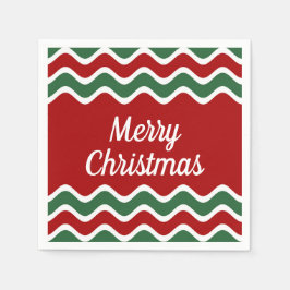 Servilleta De Papel Rayas Verdes Rojas Festivas Feliz Navidad