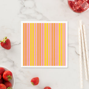 Servilleta De Papel Rayas verticales amarillas y naranjas rosadas
