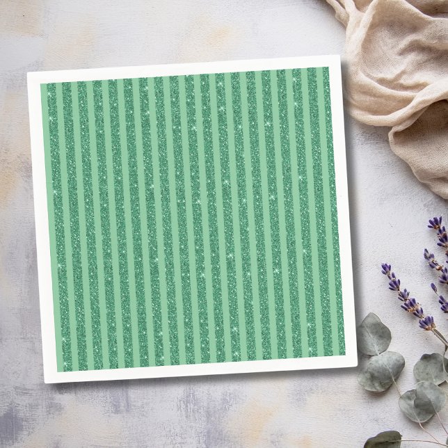 Servilleta De Papel Rayas verticales clásicas de brillo verde jade (Subido por el creador)