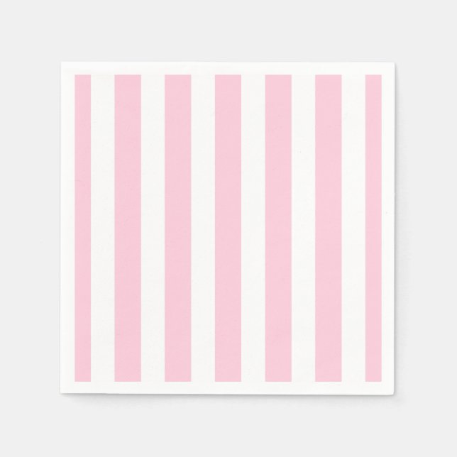 Servilleta De Papel Rayas Verticales Rosa y Blanco Estilo Chic Desgast (Anverso)