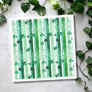 Servilleta De Papel Rayas Verticales Verdes Clásicas con Tréboles de C