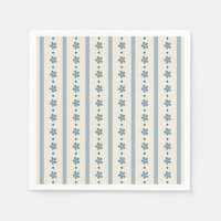 Rayas y Flores Azules y Crema