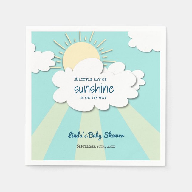 Servilleta De Papel Rayo azul lindo del Sunshine Boy Baby Shower (Anverso)