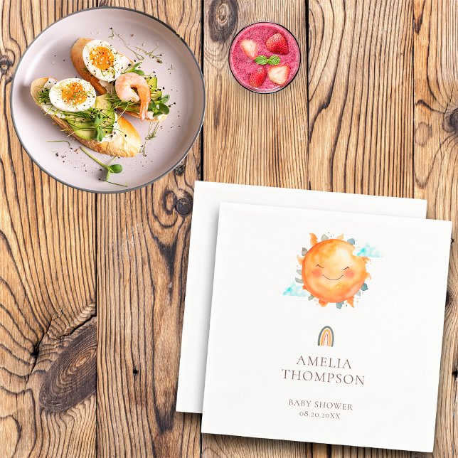 Servilleta De Papel Rayo De Sol Arcoíris Bienvenida Boho Baby Shower (Subido por el creador)
