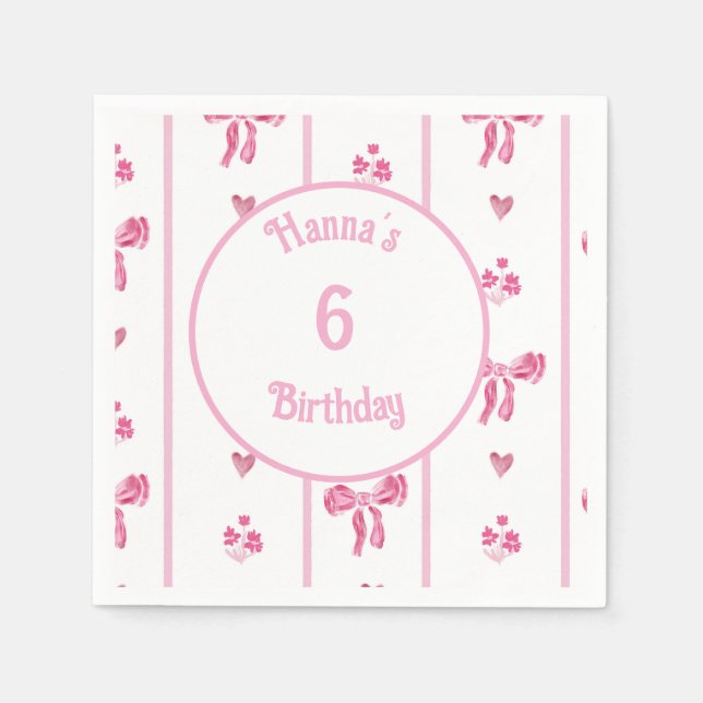 Servilleta De Papel Rayo vertical rosado - coqueta preppy (Anverso)