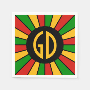 Servilleta De Papel RAYOS DEL BOTÓN DE LA BANDERA DE RASTAFARI + su