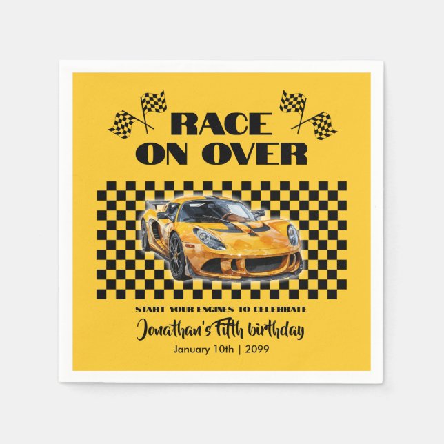 Servilleta De Papel Raza Sobre Cualquier Edad Cumpleaños Coche Deporti (Anverso)