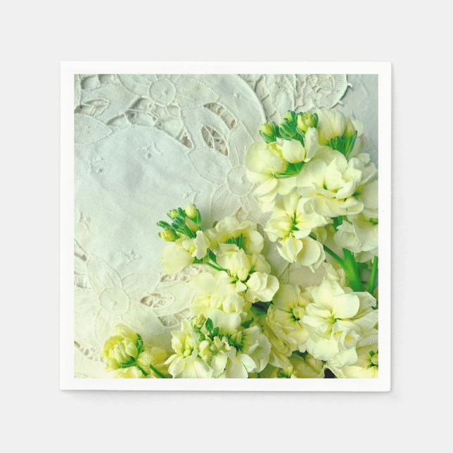 Servilleta De Papel Razas vintage con lilatas blancas (Anverso)