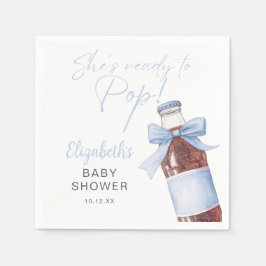 Servilleta De Papel Ready To Pop Blue Bow Soda Bottle Baby Shower