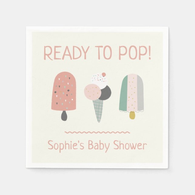 Servilleta De Papel Ready to Pop Ice Cream Baby Shower Paper Napkins (Anverso)
