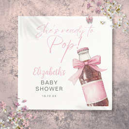 Servilleta De Papel Ready To Pop Pink Bow Soda Bottle Baby Shower