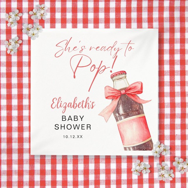Servilleta De Papel Ready To Pop Red Bow Soda Bottle Baby Shower (Ready To Pop Red Bow Soda Bottle Baby Shower Napkins)