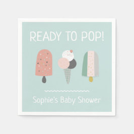Servilleta De Papel Ready to Pop Summer Baby Shower Napkins Mint Green