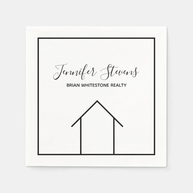 Servilleta De Papel Real Estate Open House Black White Realtor (Anverso)