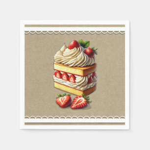 Servilleta De Papel Rebanada de Fresas de Tarta de Fresa