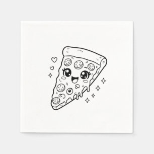 Servilleta De Papel Rebanada de pizza kawaii para colorear