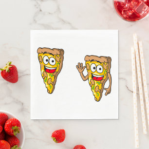 Servilleta De Papel Rebanadas de Pizza de Champiñones Felices