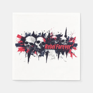 Servilleta De Papel "Rebel Forever" - Diseño gráfico Edgy Skull