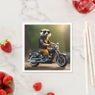 Servilleta De Papel Rebel Meerkat: Pañuelos, gafas de sol y moto