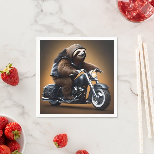 Servilleta De Papel Rebel Sloth: Motocicleta con cuero (In situ)